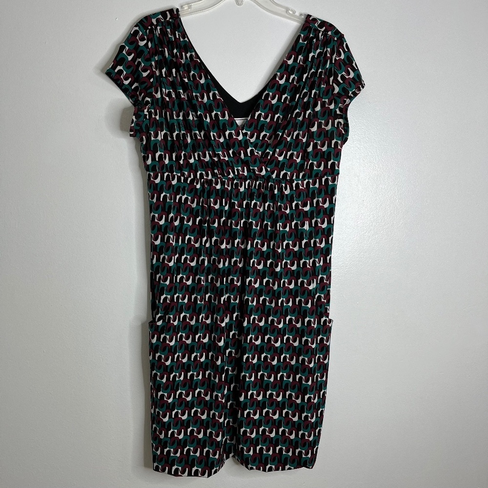 Karin Stevens Womens Knee Length Multicolor Geometric Dress Sz 12